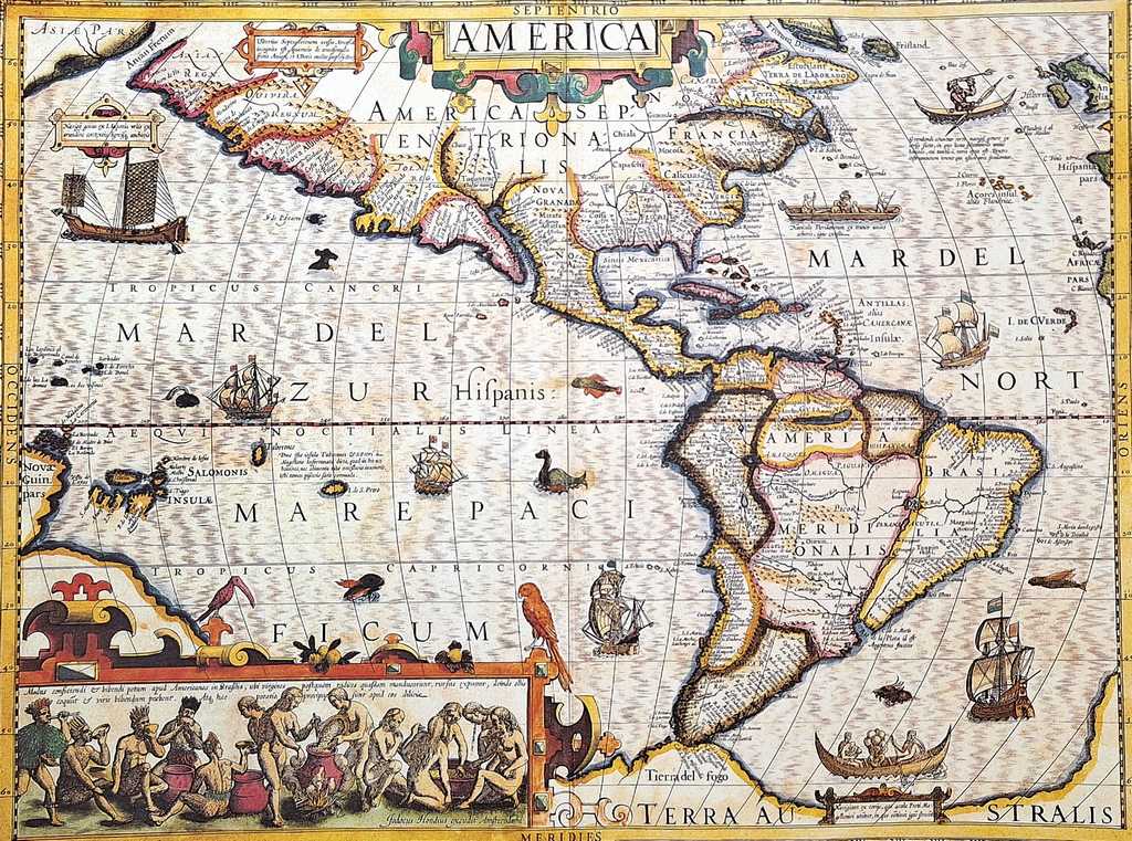 Map of America 1628 - J. Hondius Reprint - M1628