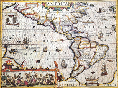 Map of America 1628 - J. Hondius Reprint - M1628