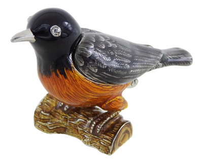 Unique Metal Box Decorated with Crystals - Bird - B0192-02