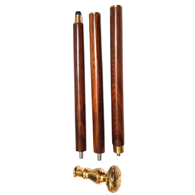 Bastón plegable elegante con mango de latón - bastón de madera marrón con opción de grabado - regalo ideal para personas mayores con estilo retro - longitud máxima 96 cm