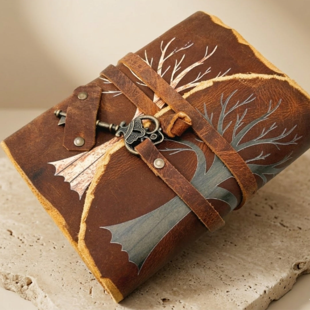 Vintage Leather Notebook 200 Pages with Key – Tree of Life – H006