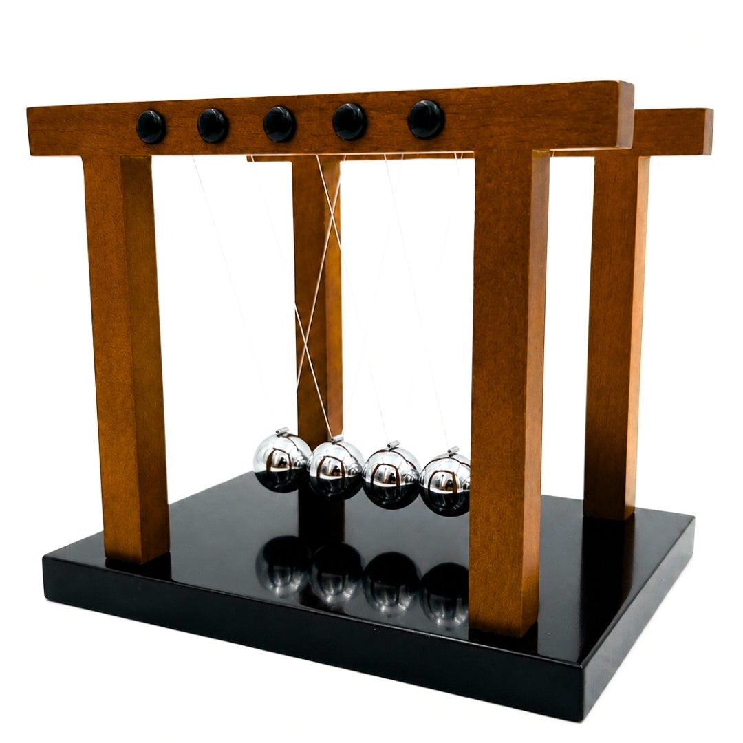 Pendul Newton elegant premium mare pe bază din lemn - YG1300F