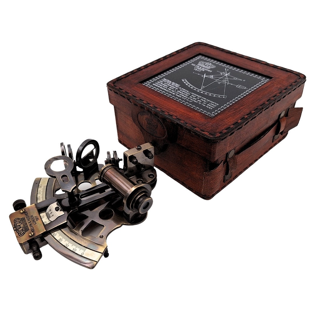 Mosazný sextant v kožené krabičce - NC1514B