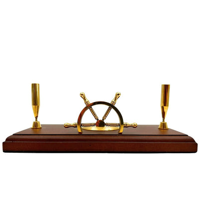Nautical Desk Set – Ship's Wheel, Compass, Pen Holders – TT019
