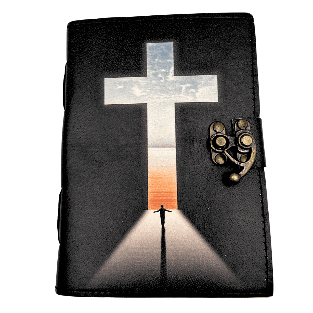 Carnet din piele, cruce religioasă - 200 pagini - AH15