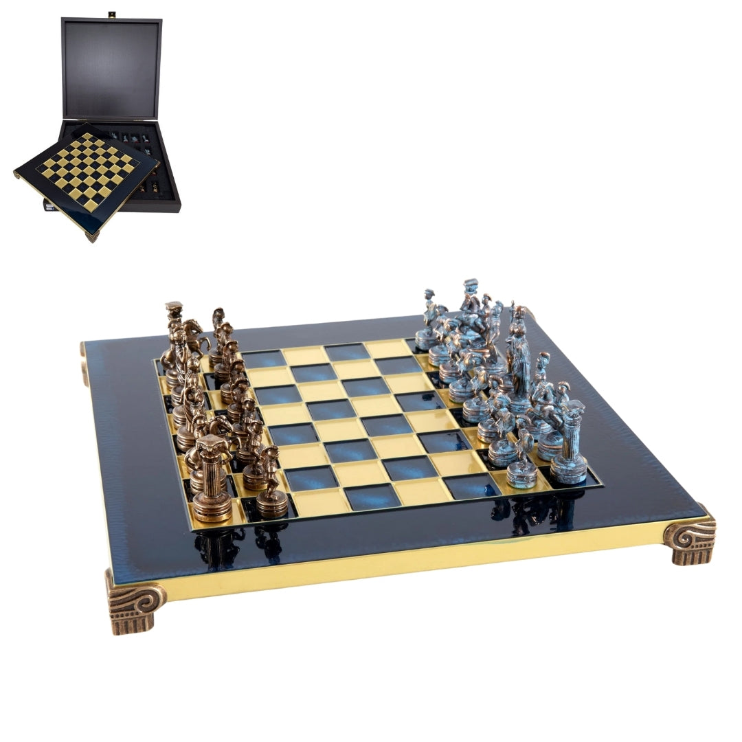 Luxury Brass Chess Set 28 x 28 cm – Exclusive Gift - S3BBLU