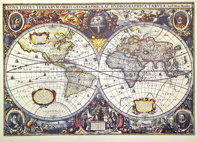 Map of the World 1630 - J. Hondius reprint - M1630 - Gift for a Historian