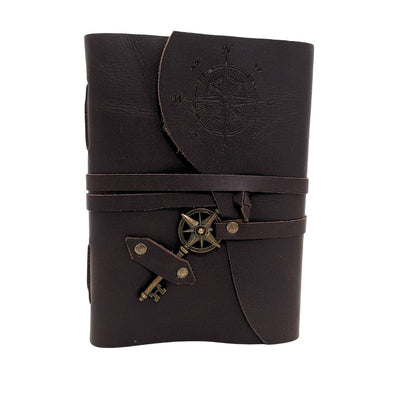 Retro Leather Notebook with Compass Rose 200 Pages - Gift for a Sailor - AH03