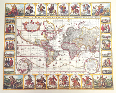 Historická mapa světa Piscator 1652 r. - rozměry 56 x 45 cm - M1652