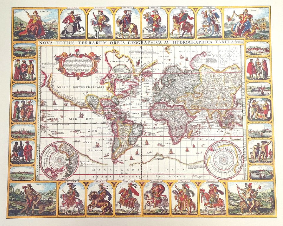 Historická mapa světa Piscator 1652 r. - rozměry 56 x 45 cm - M1652