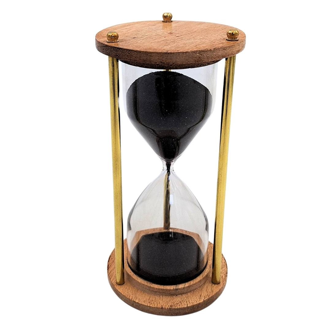 Brass and Wooden Hourglass – 5 Minutes – Elegant Retro Decoration – NC3012V