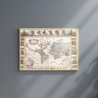 Historická mapa světa Piscator 1652 r. - rozměry 56 x 45 cm - M1652