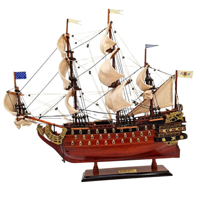 Assembled 46 cm Soleil Royal sailing ship model - Handcrafted from exotic wood with the option of personalization by engraving
