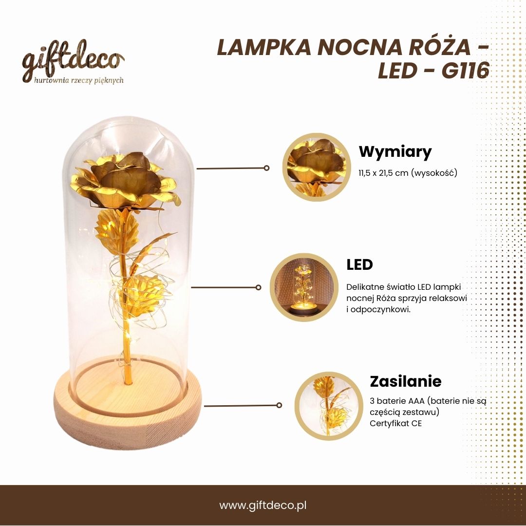 Noční lampička Růže - LED - G116