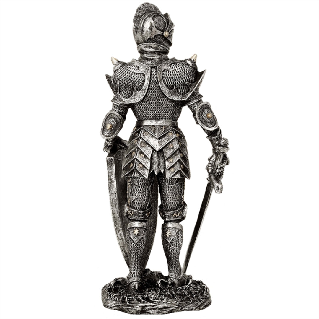 Dekorativní figurka rytíř ve stříbrné zbroji výška 30 cm - MC-23053