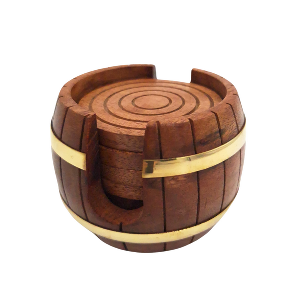 Wooden Coasters - Barrel Set