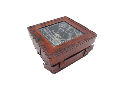 Mosazný sextant v kožené krabičce - NC1514B