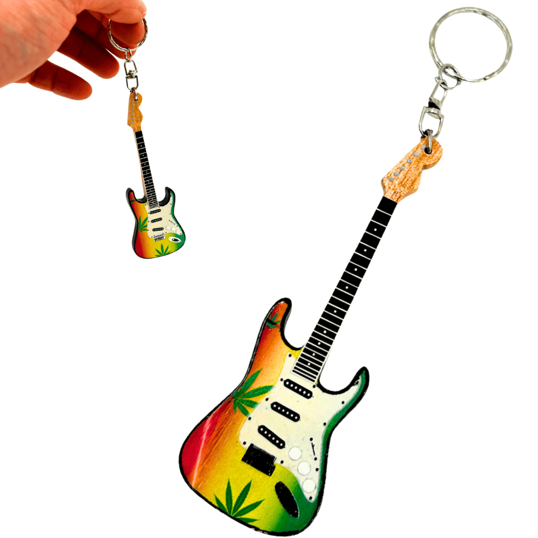 Přívěsek na klíče kytara ve stylu Bob Marley reggae gadget - EGK-0641
