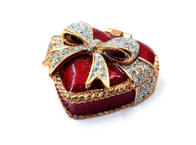 Unique Metal Jewelry Box with Crystals - Heart - B0747-00