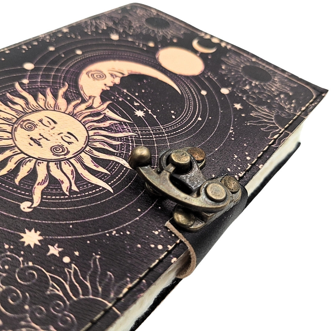 Decorative Leather Notebook Sun and Moon 200 Pages - AH07