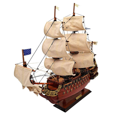 Assembled 46 cm Soleil Royal sailing ship model - Handcrafted from exotic wood with the option of personalization by engraving