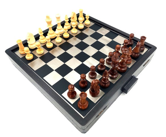 Wood and Metal Chess Set 33x33cm - G334B