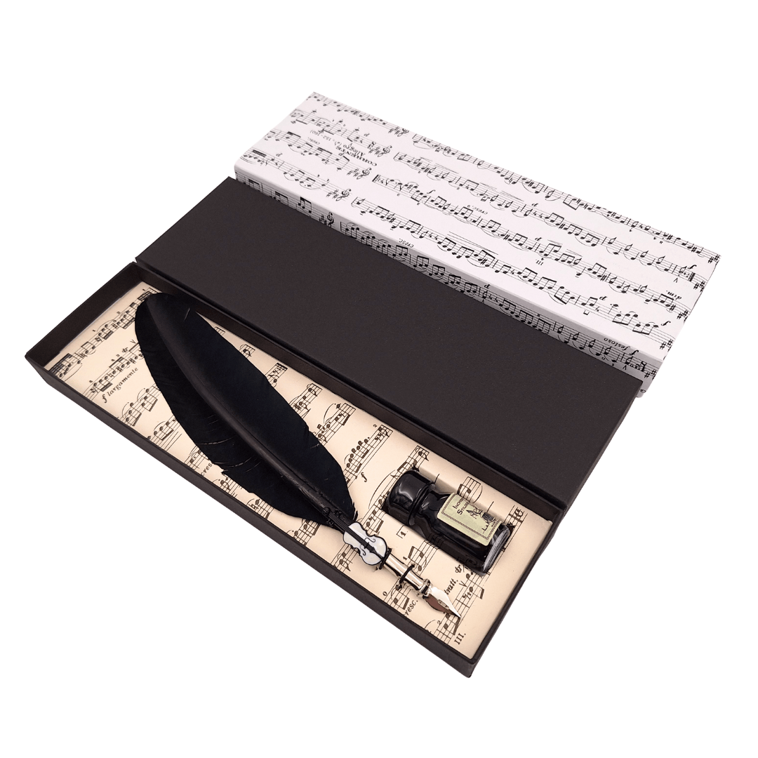 Calligraphy Set - Black Goose Feather Quill with Nib + Ink - 1027