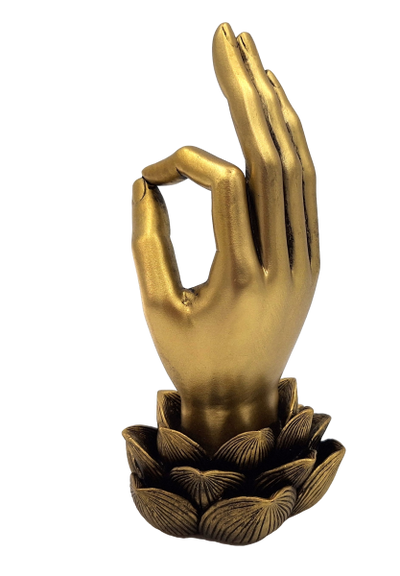 Figurină aurie Mâna lui Buddha Mudra OM - Yoga Floare de lotus - 43724