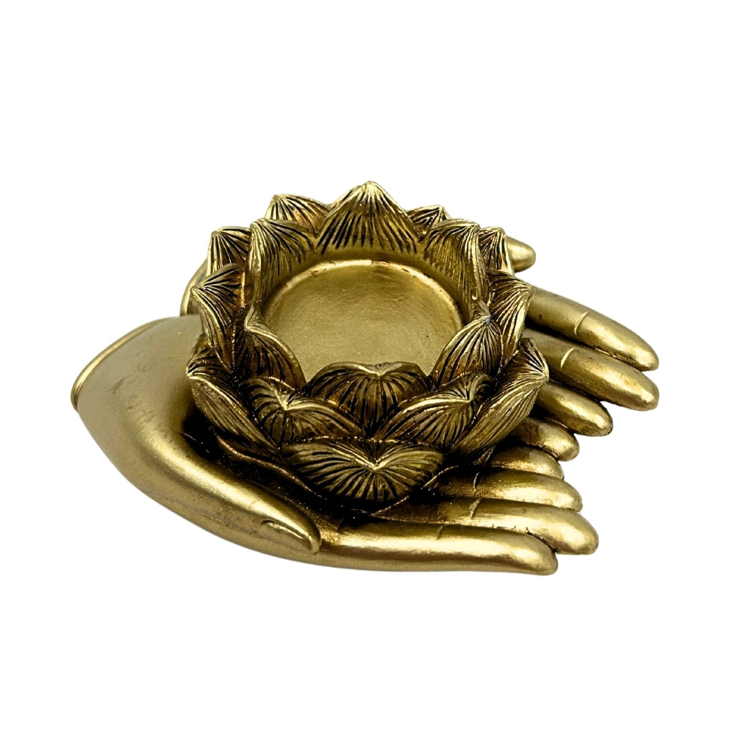 Sfeșnic auriu Glamour pentru lumânare tealight – Mână – 311FJZ