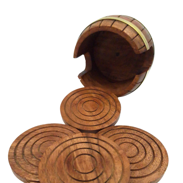 Wooden Coasters - Barrel Set