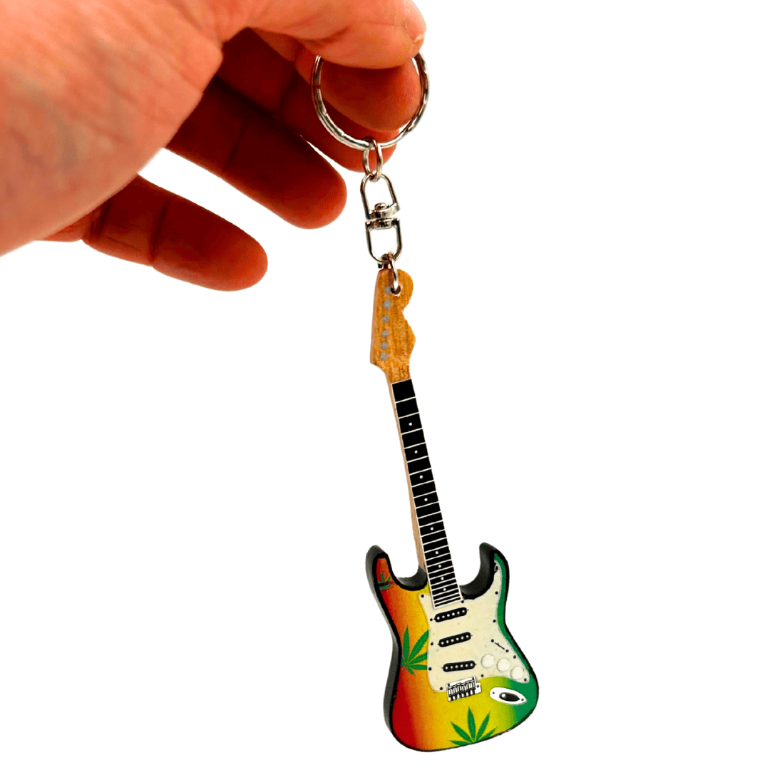 Přívěsek na klíče kytara ve stylu Bob Marley reggae gadget - EGK-0641