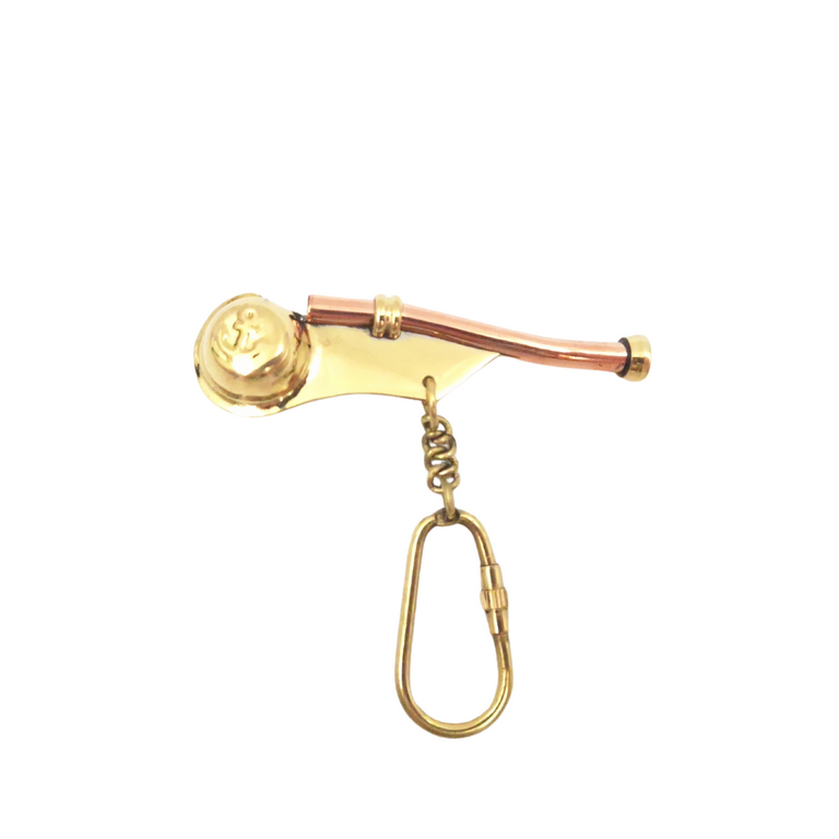 Brass Boatswain's Whistle Keychain - KRT28B
