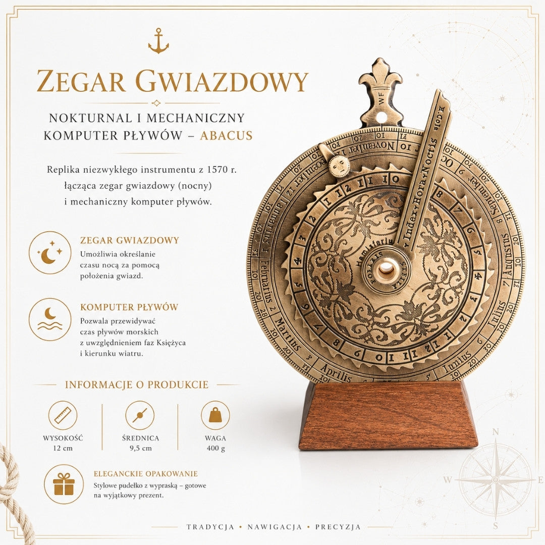 Ceas stelar nocturnal, computer mecanic pentru maree Abacus - H31