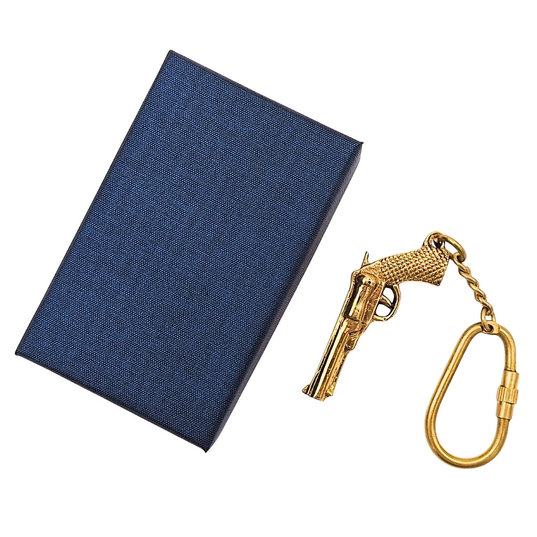 Brass Revolver Keychain in an Elegant Box - Gadget for a Western Fan – KRT19A