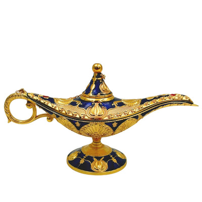 Aladinova lampa LABB s kovovými ozdobami ve zlaté barvě, tmavě námořnická modrá, 22 x 7 x 11 cm