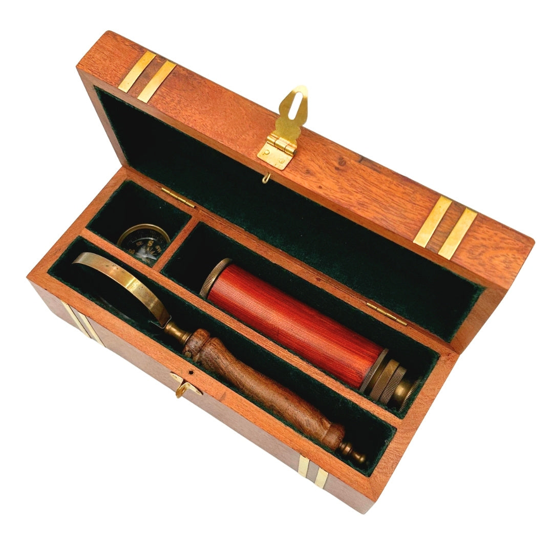 Exclusive Retro Gift Set – Spyglass, Compass and Magnifying Glass - NC102369