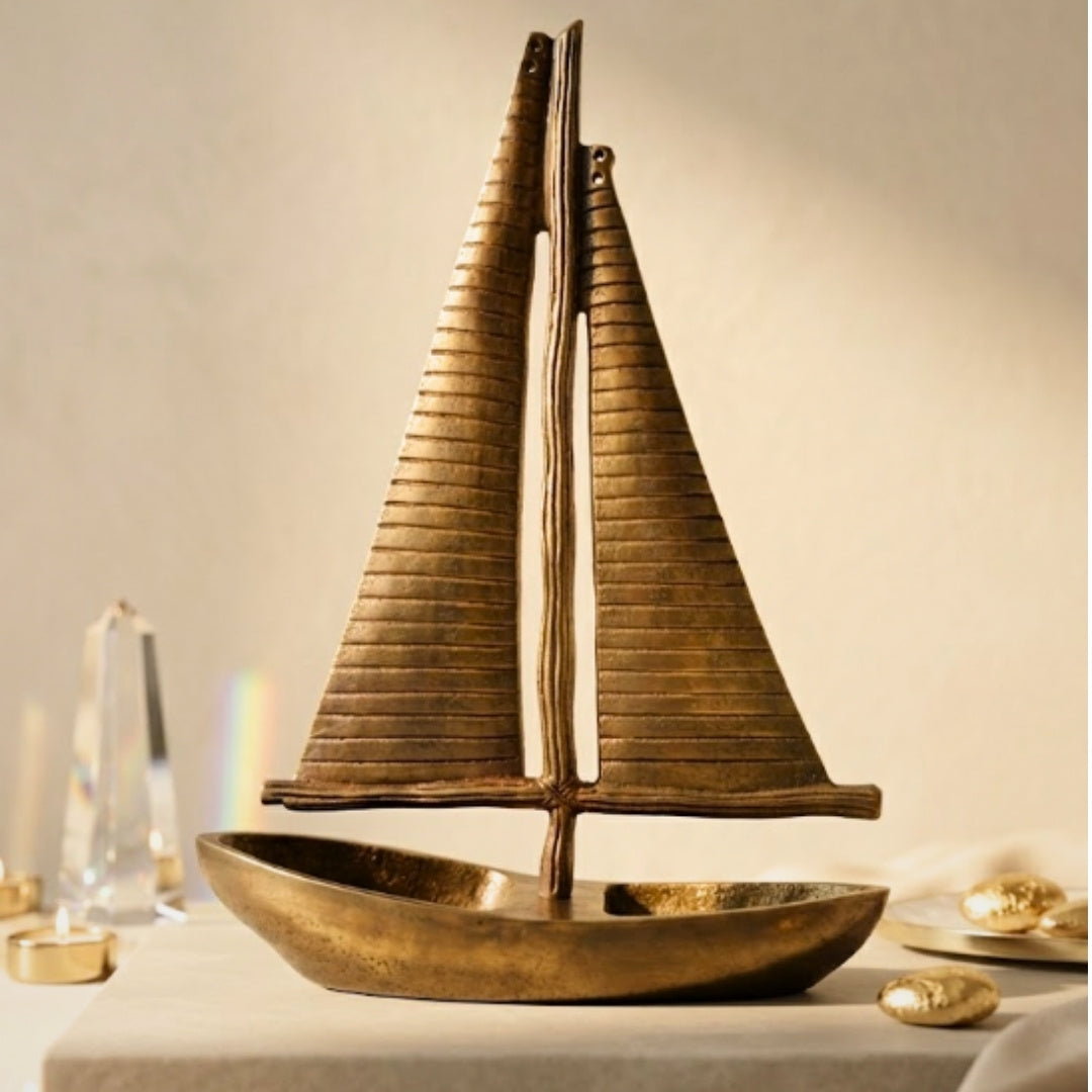 Model jachty zlatý hliník, výška 38cm - N-3670