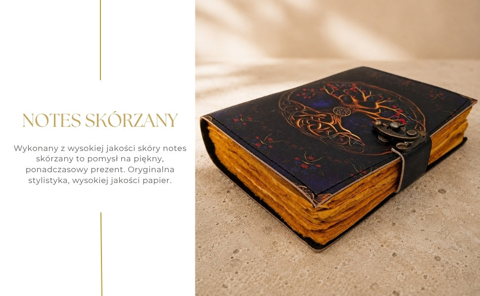 Vintage Retro Leather Notebook 200 Pages - Goat Leather - Tree of Life - AH18