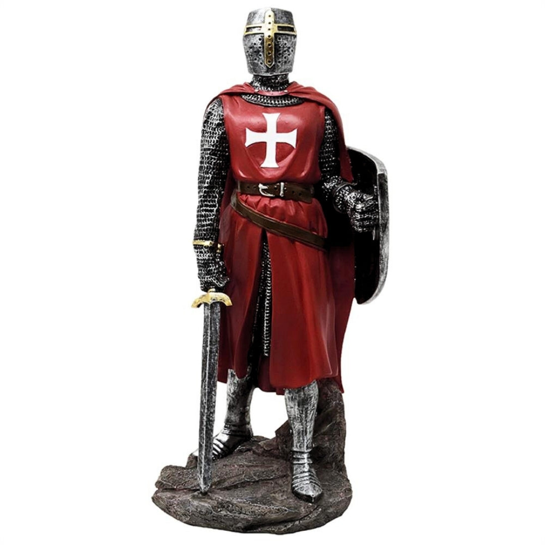 Figura de cavaleiro cruzado em polyresina, com 30 cm e possibilidade de personalização por gravação