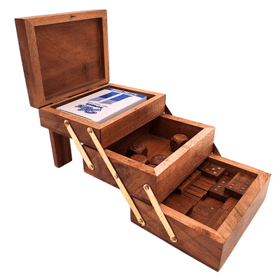 Set elegant de jocuri 3 în 1 - Cărți, zaruri, domino - DNU-101