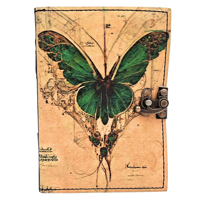Retro Leather Notebook Butterfly - Goat Leather 200 Pages - AH20