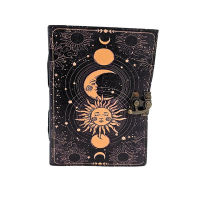 Decorative Leather Notebook Sun and Moon 200 Pages - AH07