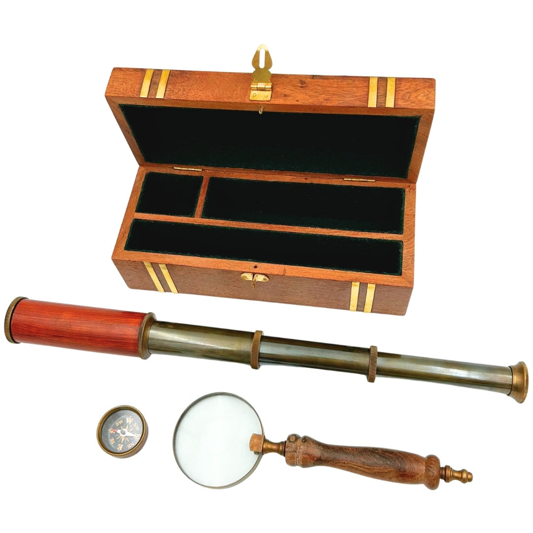 Exclusive Retro Gift Set – Spyglass, Compass and Magnifying Glass - NC102369