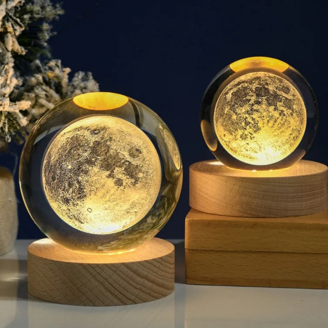 3D Glass Moon Sphere - LED USB Night Light - Desk Gadget
 - KKS