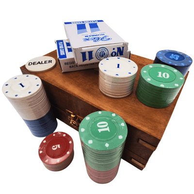Elegant Poker Set in a Wooden Box – 100 Chips - DNU-102