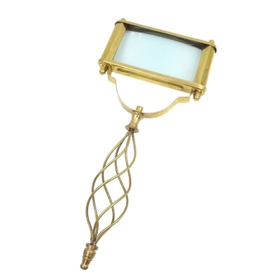 Large Rectangular Brass Magnifying Glass 3.5x Magnification - 70718