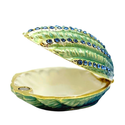 Small Jewelry Trinket Box Decorated with Crystals – Seashell – HX068