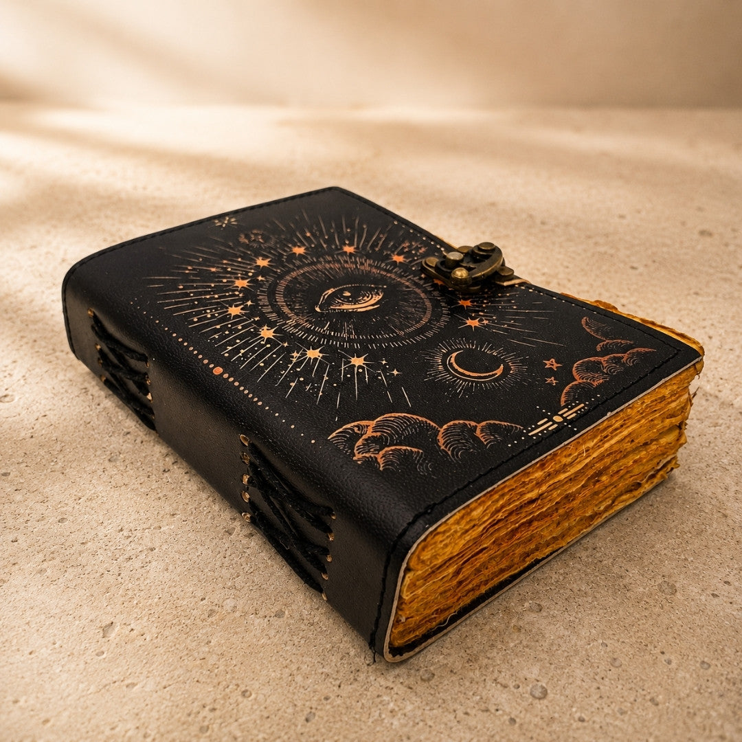 Retro Leather Notebook All-Seeing Eye - 200 Pages - Goat Leather - AH19