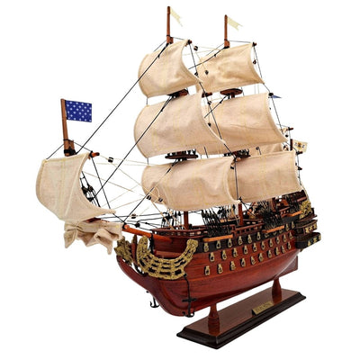 Assembled 46 cm Soleil Royal sailing ship model - Handcrafted from exotic wood with the option of personalization by engraving