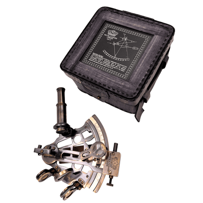 Mosazný sextant v koženém pouzdře – ST003